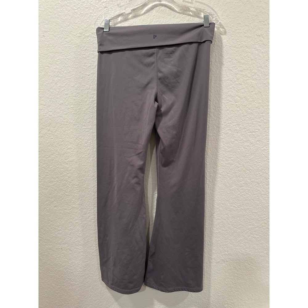 PAC 1980 Women Charcoal Gray Fold Over Waist Flare Yoga Pants Large Activewear - Picture 3 of 9